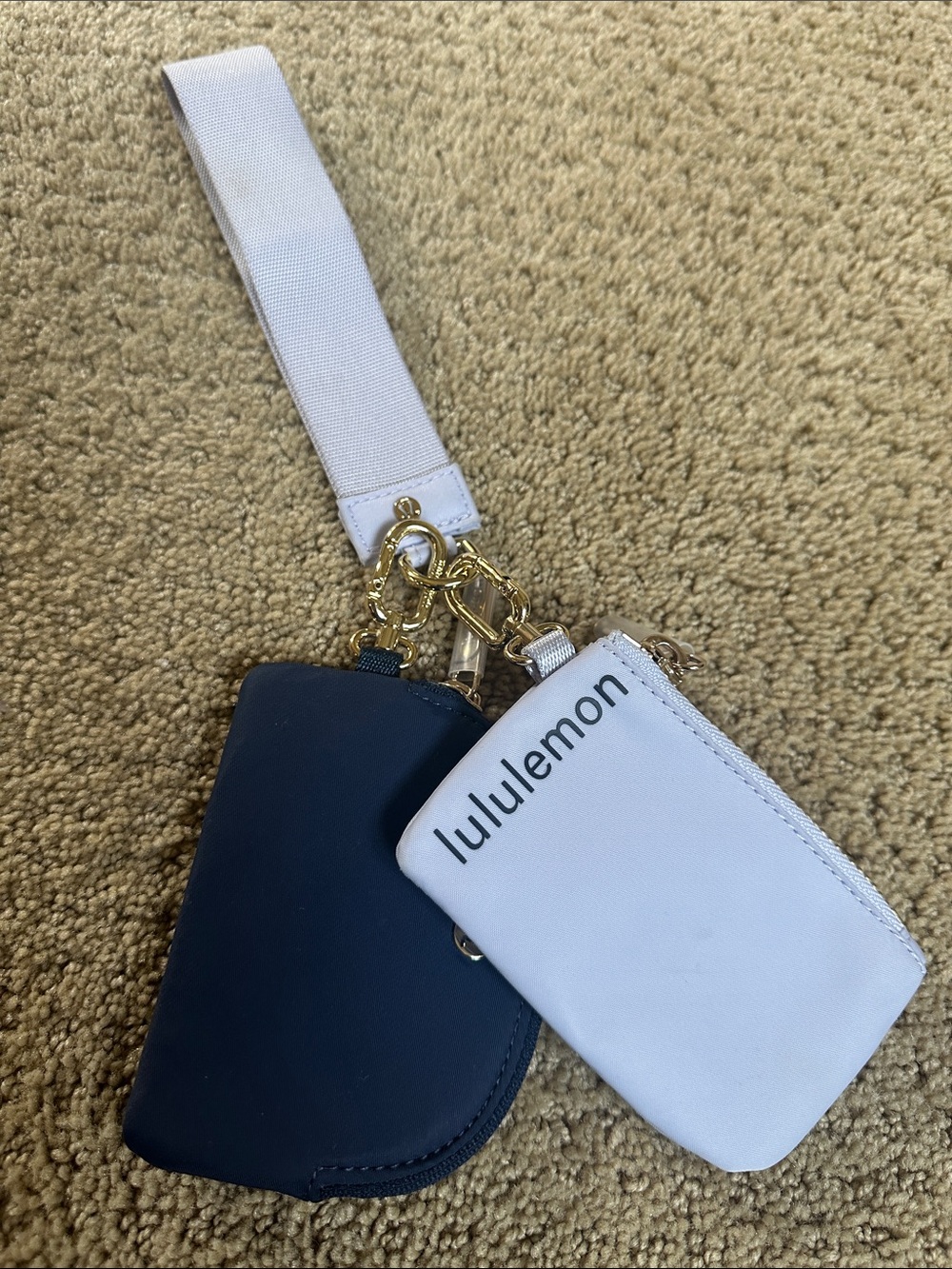 lululemon Light Blue Coin Pouch with Navy Key Charm